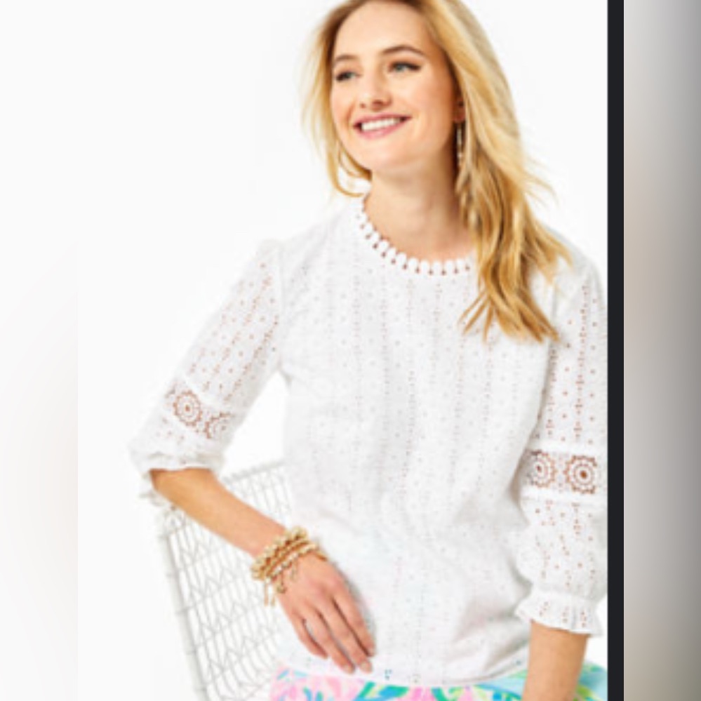 Lilly Pulitzer Women’s Jourdana Resort White Starburst Eyelet Lace Top Size 4